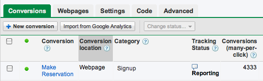OpenTable AdWords Reservation
