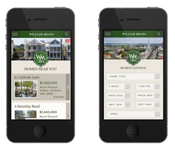 William Means real estate mobile site screen shot 1