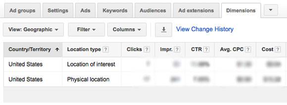 adwords dimensions geographic report