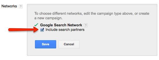 adwords search network settings