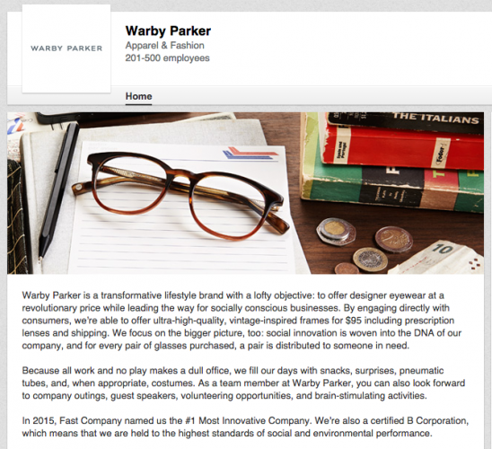 Warby Parker LinkedIn Profile